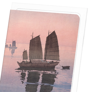 SAILING BOATS — EVENING: Japanese Greeting Card