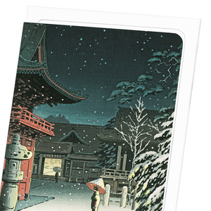 NEZU SHRINE IN SNOW: Japanese Greeting Card