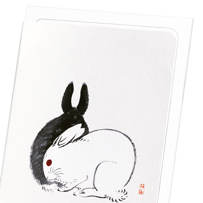 COUPLE OF RABBITS: Japanese Greeting Card