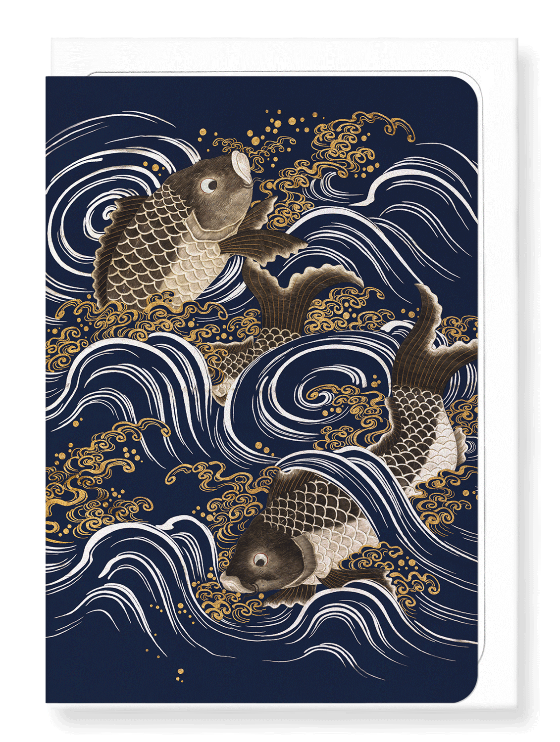 CARPS IN WAVES: Japanese Greeting Card