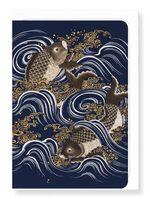 Laden Sie das Bild in den Galerie-Viewer, CARPS IN WAVES: Japanese Greeting Card
