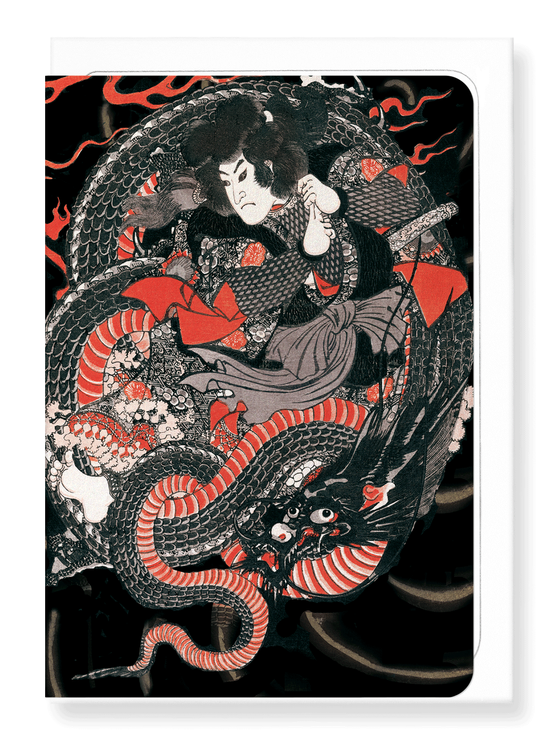 SAMURAI ON A DRAGON: Japanese Greeting Card