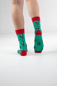 BAMBOO SOCKS | GREEN WOODPECKER SOCKS | WILDLIFE SOCKS: UK 3-7 (EU 36-40)