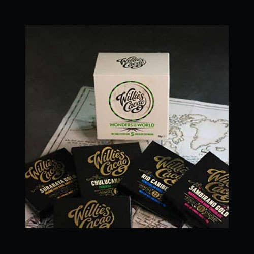 Five Wonders Tasting Box. 5 x 50g dark chocolate bars