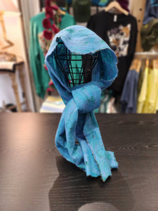 Felt and Silk Scarf Azure Blue Lightweight Winter Scarf