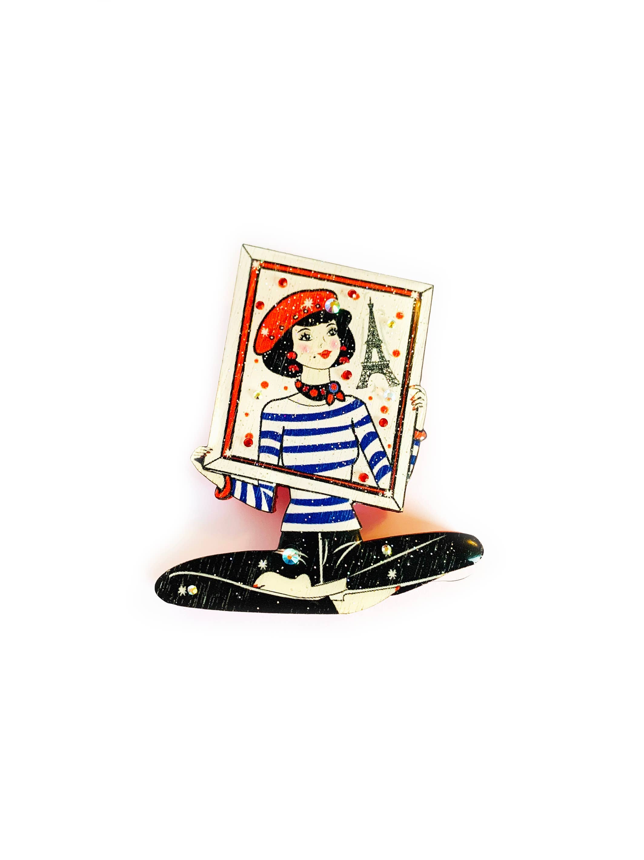 French mime girl paris quirky unusual brooch by Rosie Rose Parker