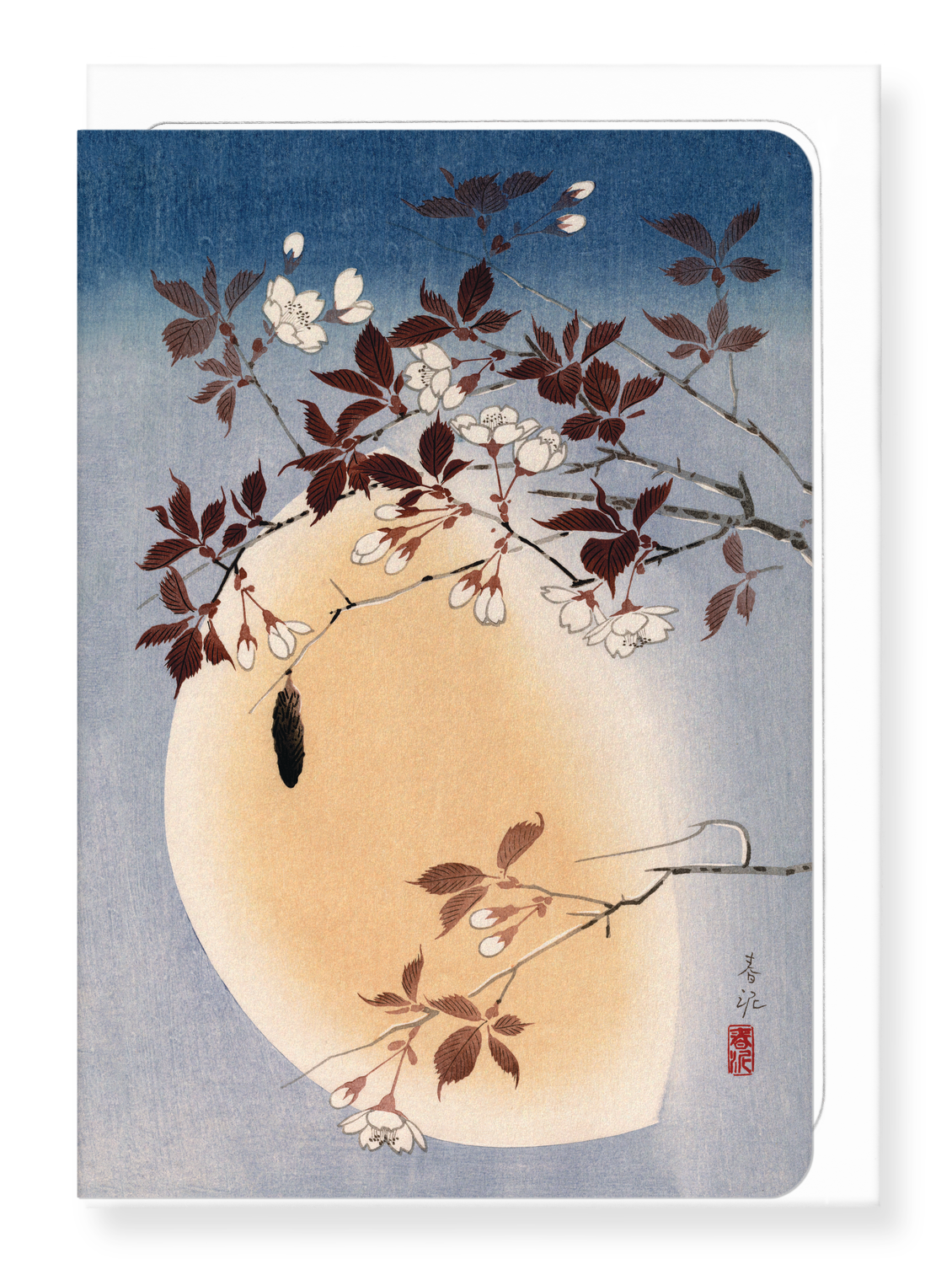 BLOSSOMS AND MOON: Japanese Greeting Card