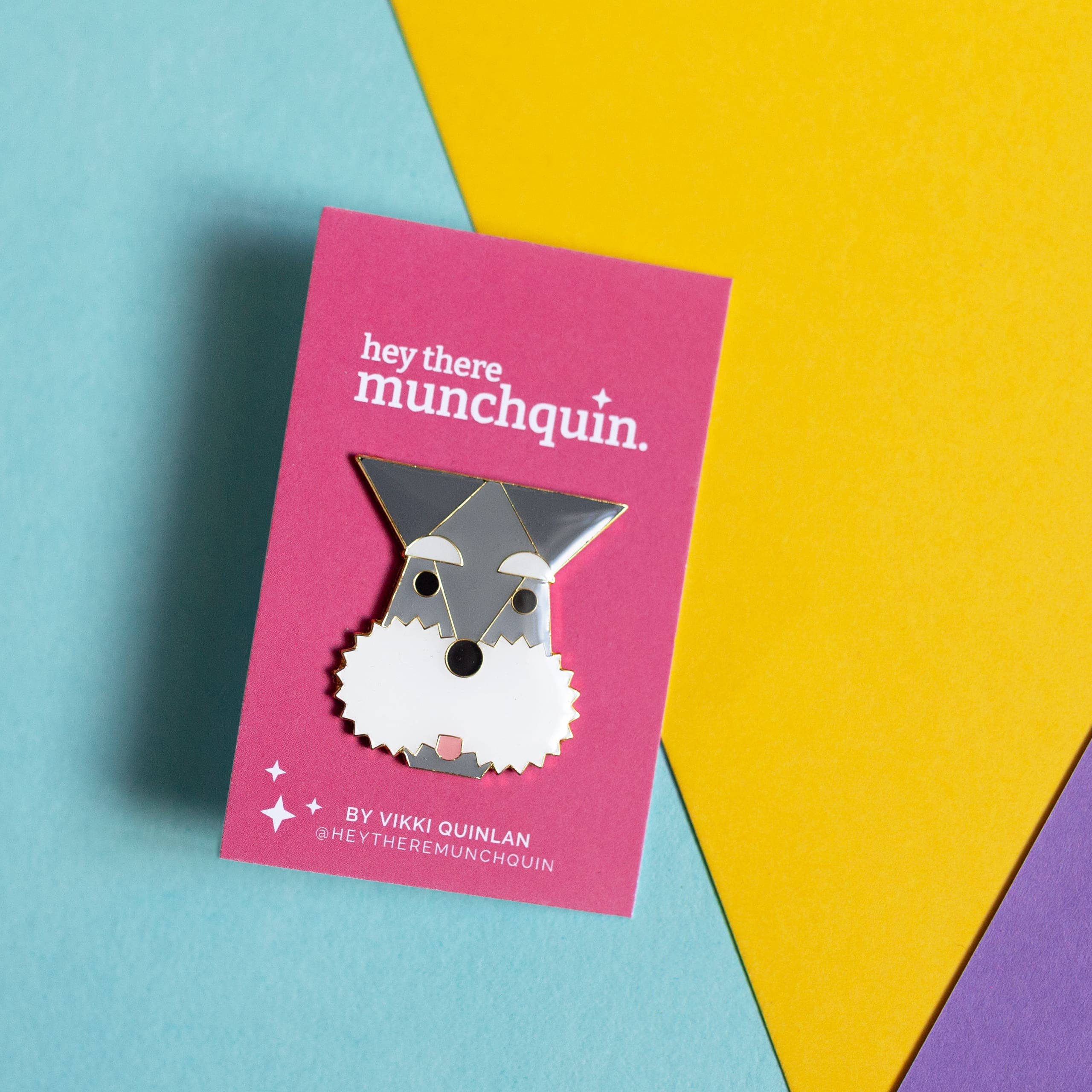 Schnauzer head enamel pin