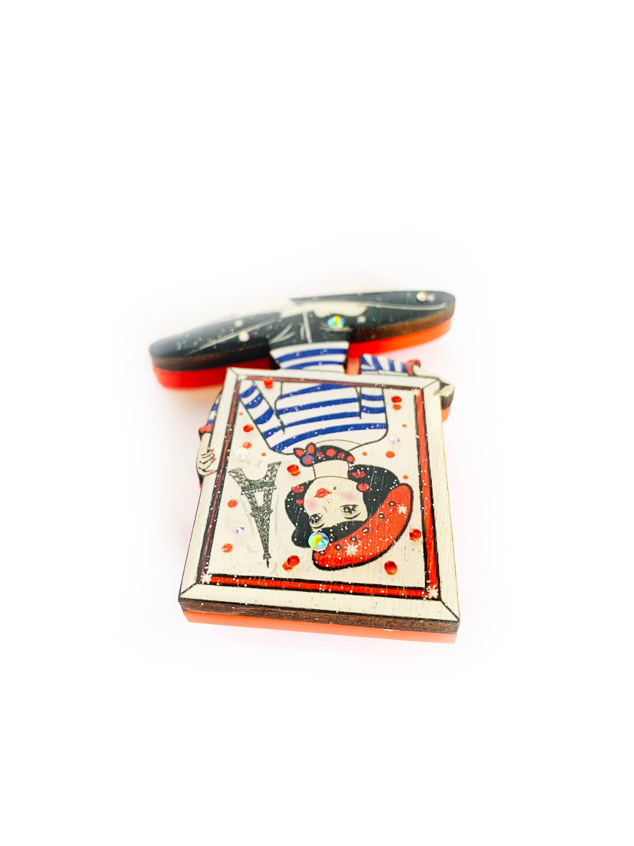 French mime girl paris quirky unusual brooch by Rosie Rose Parker