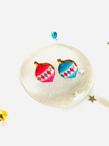 Retro bauble studs Christmas earring studs uk jewellery xmas