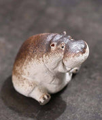 Carica l&#39;immagine nel visualizzatore di Gallery, Gohobi Handmade Ceramic YiXing Clay Animals Ornament Tea pet: Hippo
