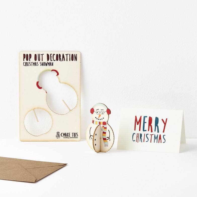 Pop Out Standing Snowman Christmas Card