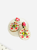 Load image into Gallery viewer, Pretty shabby chic bee earrings with rose,dangle earrings
