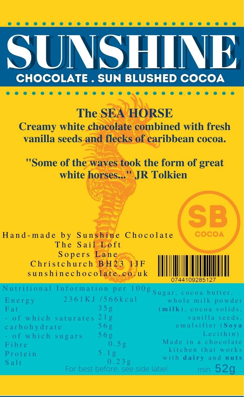 Sunshine Chocolate The Seahorse - white melt bar