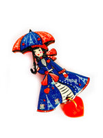 Load image into Gallery viewer, Paris acrylic quirky umbrella lady brooch by Rosie Rose Parker
