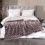 Carica l&#39;immagine nel visualizzatore di Gallery, Camden Soft Cotton Jacquard Throw: Plum Purple on Taupe
