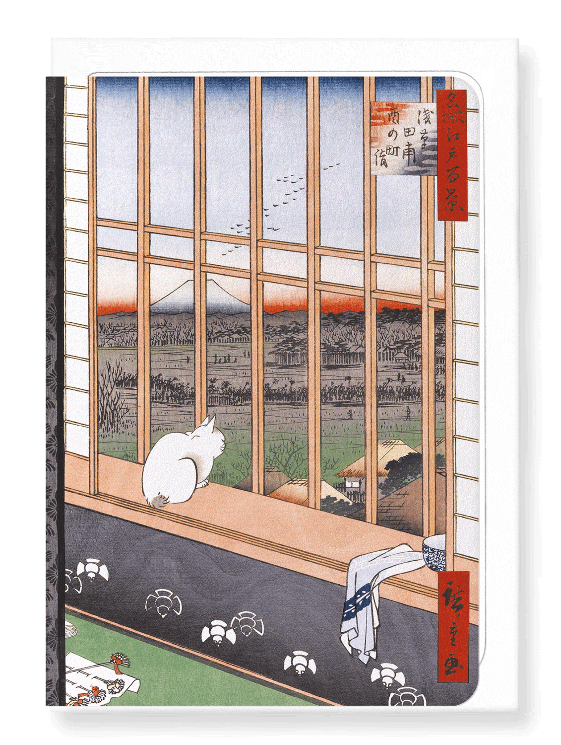 ASAKUSA RICE FIELDS CAT: Japanese Greeting Card