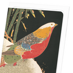 Laden Sie das Bild in den Galerie-Viewer, GOLDEN PHEASANT IN SNOW (C.1900): Japanese Greeting Card
