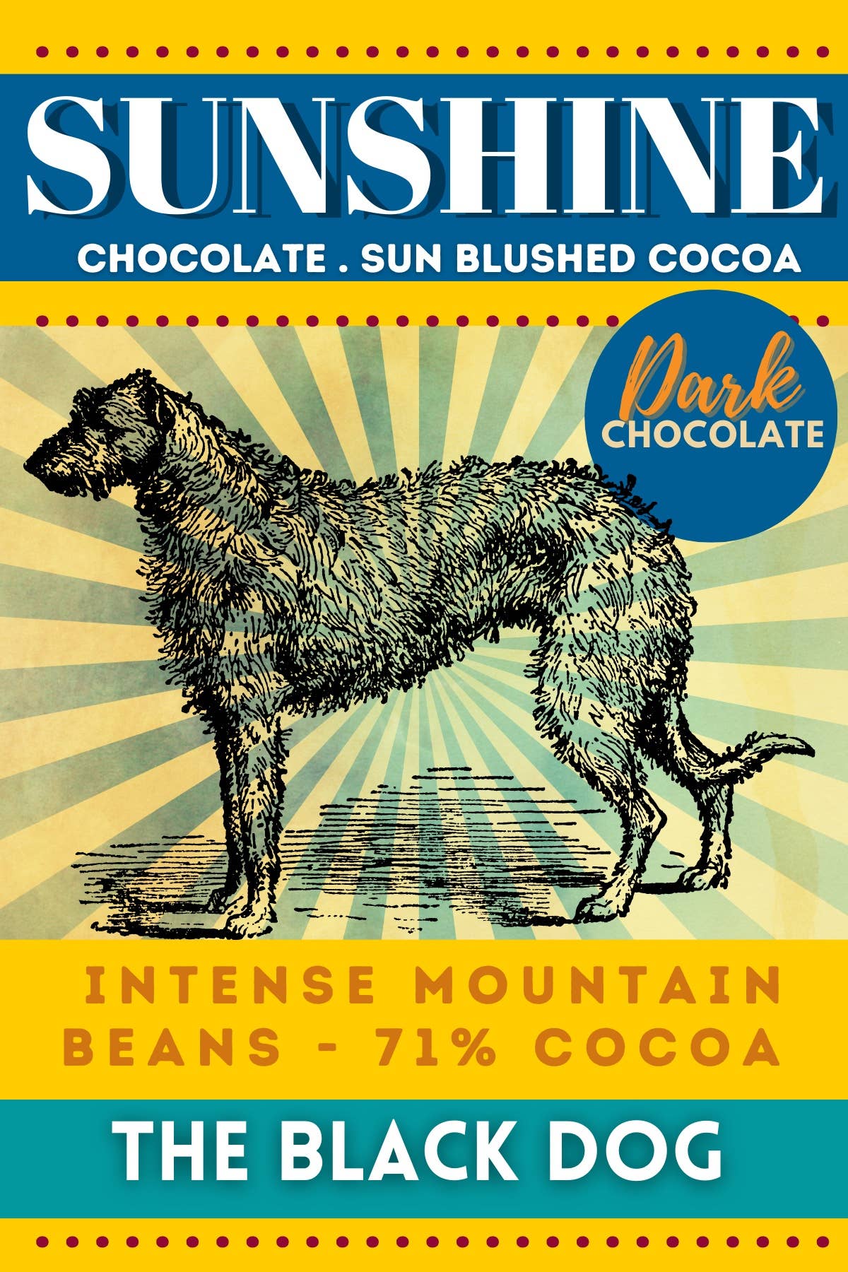 Sunshine Chocolate Black Dog dark chocolate melt bar