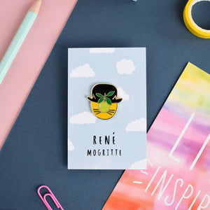 René Mogritte Cat Artist Enamel Pin by Niaski