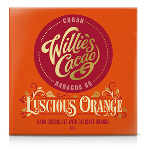 Luscious Orange. Dark chocolate with organge. Vegan. 50g bar