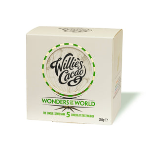 Five Wonders Tasting Box. 5 x 50g dark chocolate bars