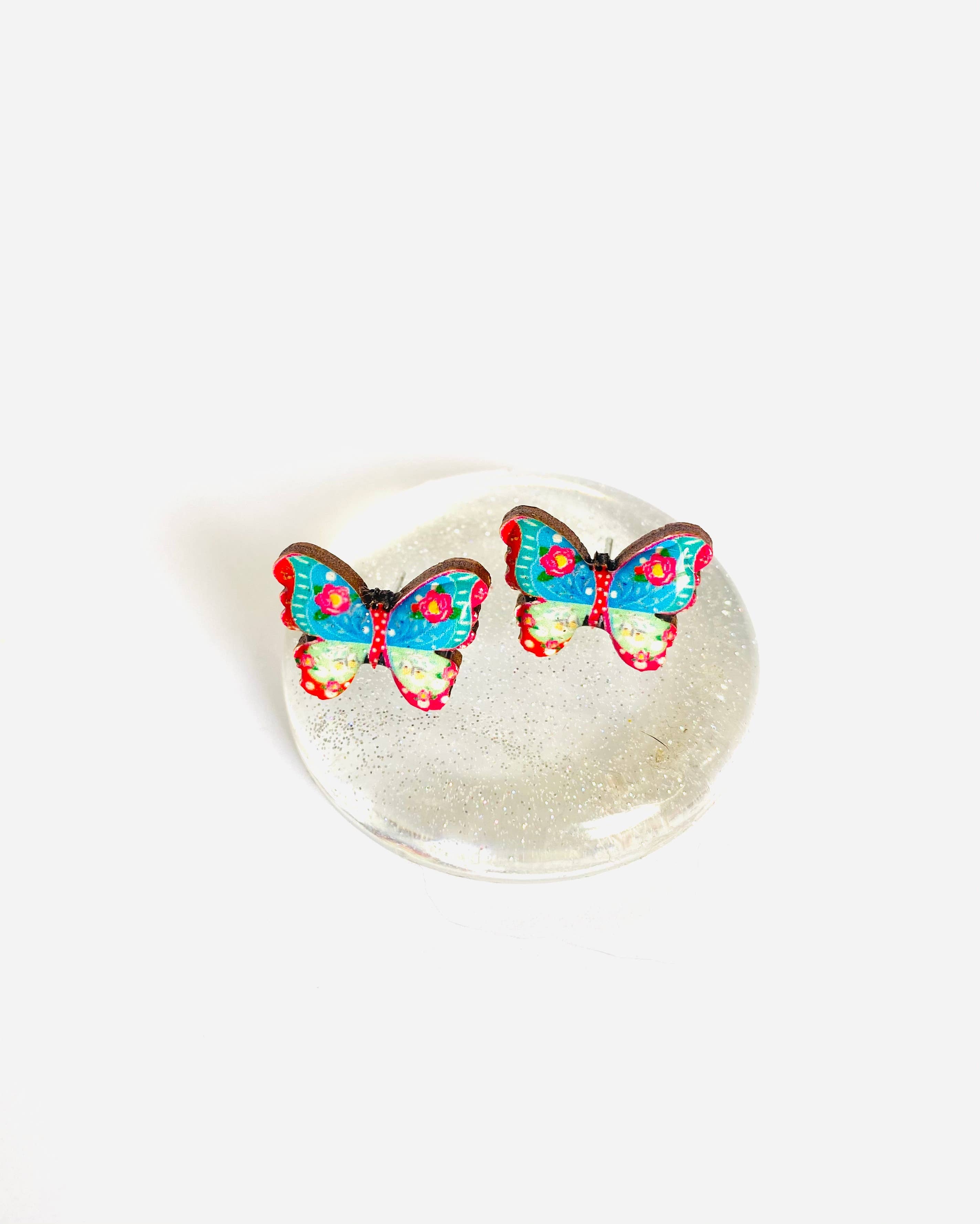 Pretty small butterfly stud earrings