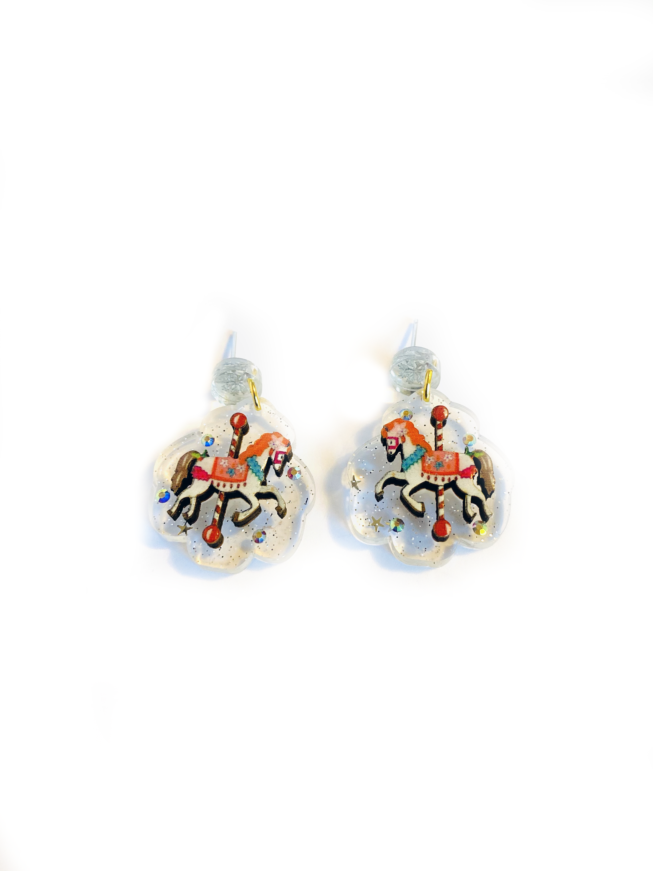 Carousel christmas earrings acrylic earrings statement