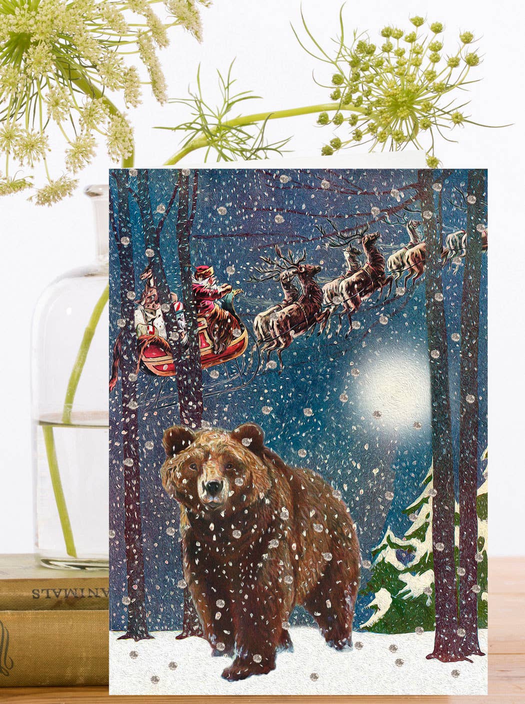 Snowy Wood Hand Glittered Christmas Card