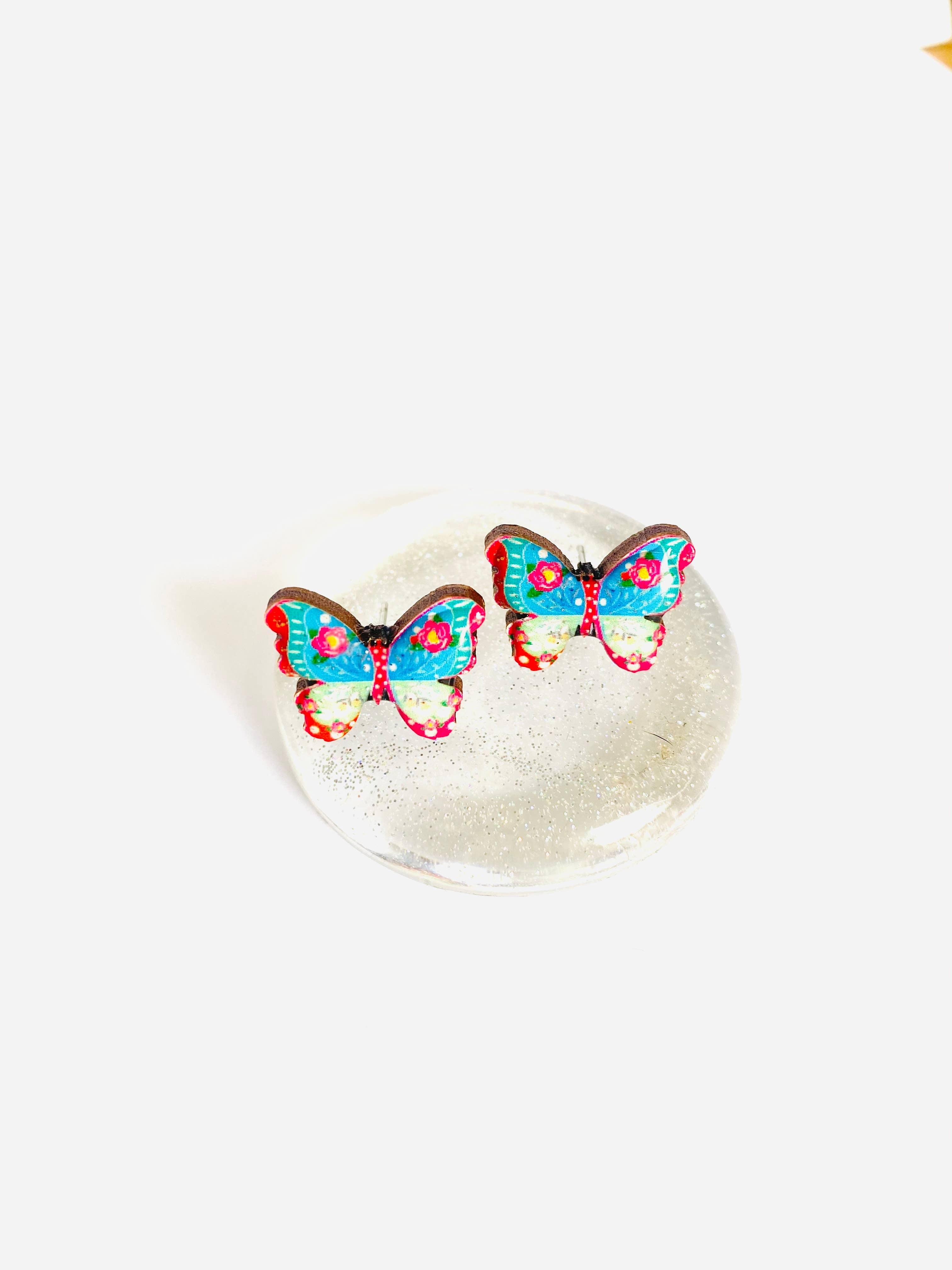 Pretty small butterfly stud earrings