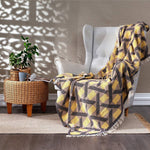 Carica l&#39;immagine nel visualizzatore di Gallery, Camden Soft Cotton Jacquard Throw: Mustard Yellow on Taupe
