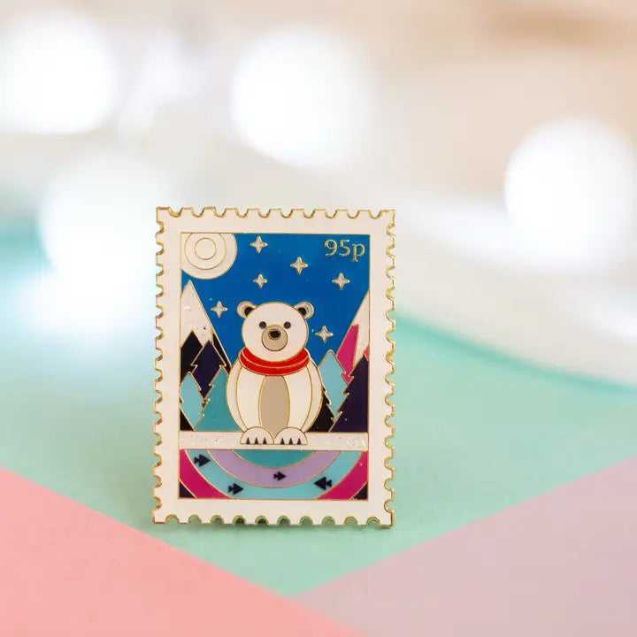 Polar Bear Scene Stamp - Enamel Pin