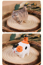 Load image into Gallery viewer, Gohobi Handcrafted Wooden Dogs and Cats Ornament: White and Orange Cat
