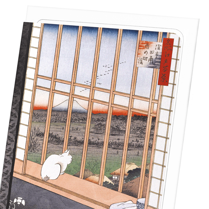 ASAKUSA RICE FIELDS CAT: Japanese Greeting Card