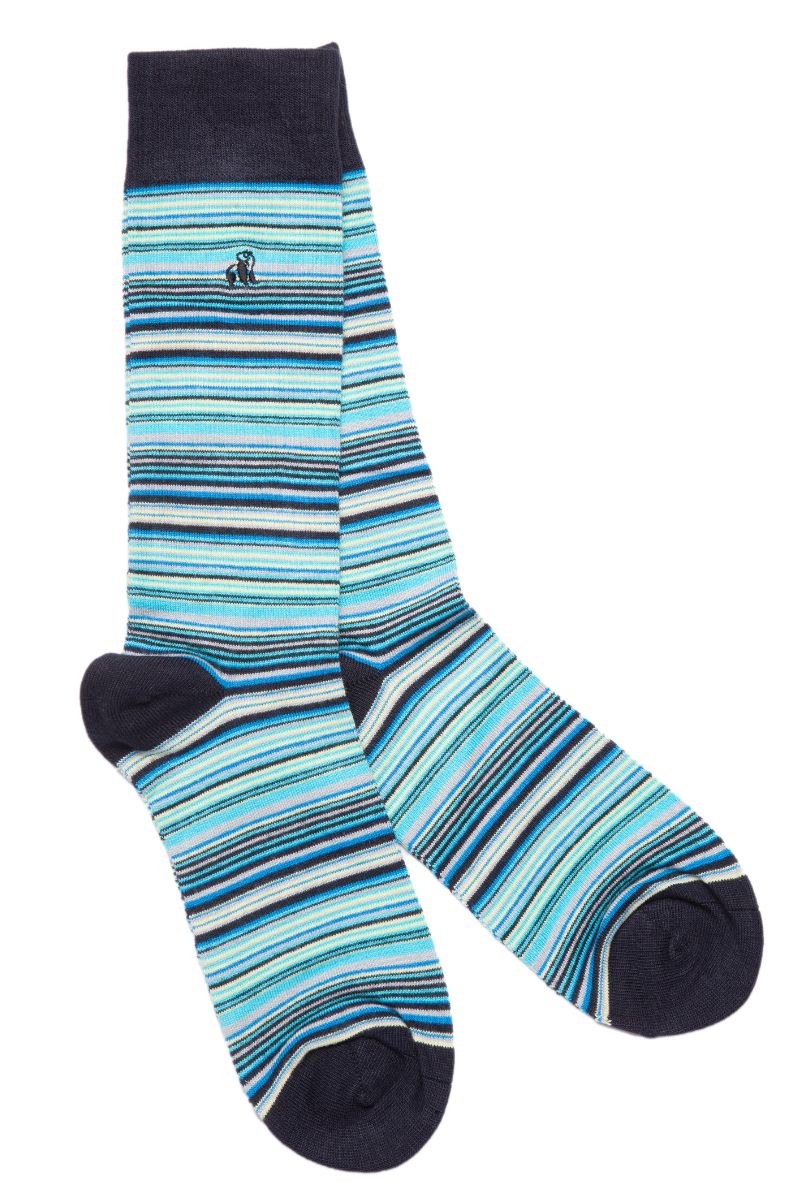 Navy and Blue Stripe Bamboo socks size 7-11 SP286