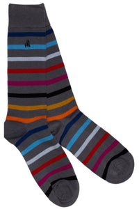 Grey Small Striped Bamboo socks size 7-11 SP349