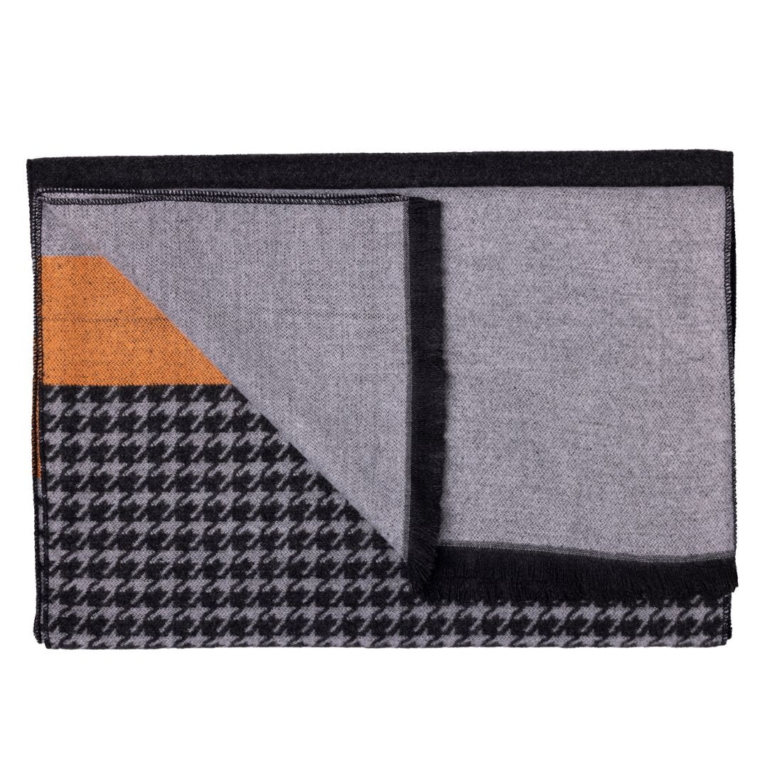 Orange stripe and houndstooth bamboo scarf by Swole Panda