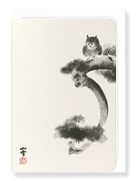 Laden Sie das Bild in den Galerie-Viewer, OWL ON PINE TREE: Japanese Greeting Card
