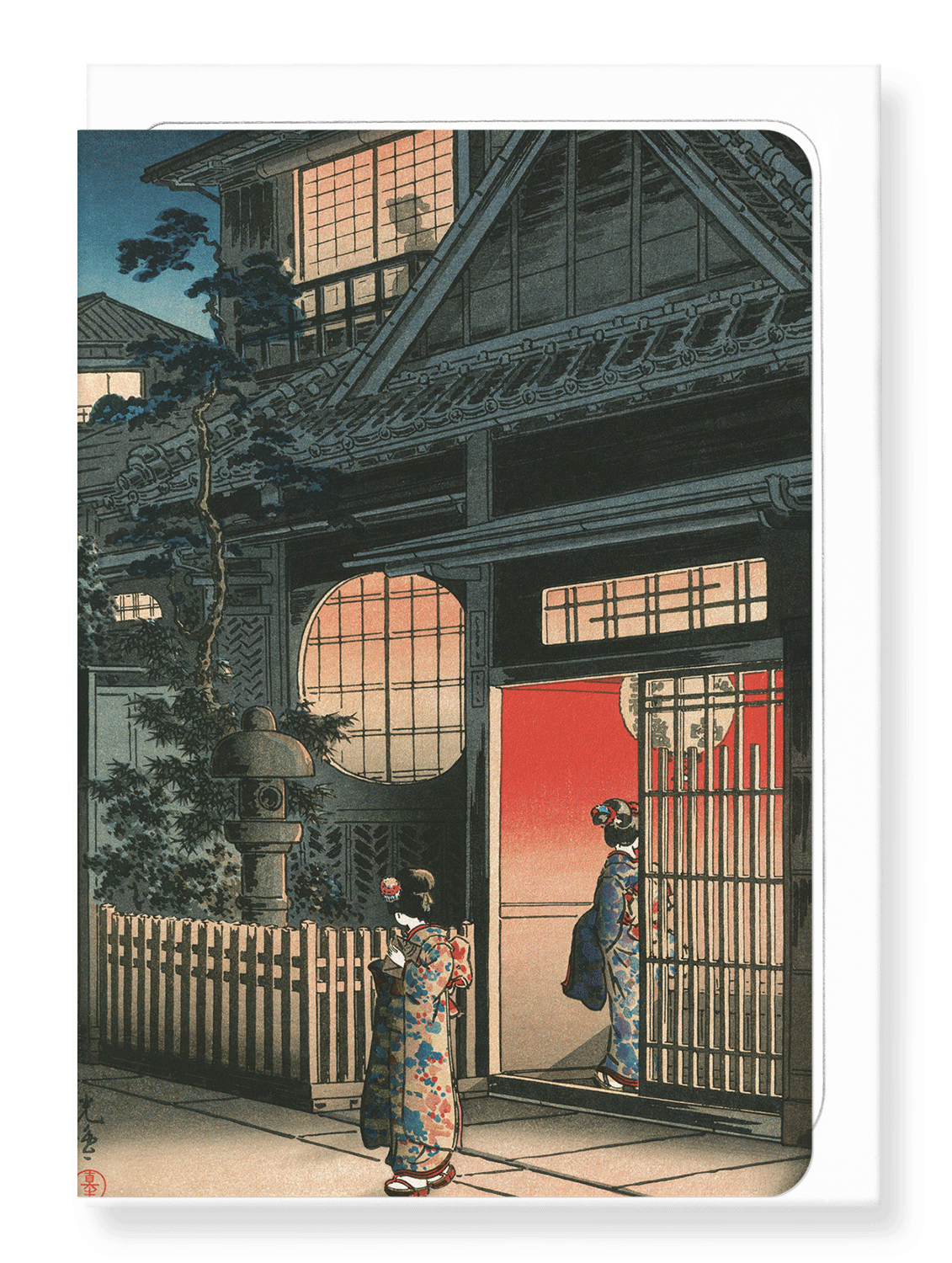 TEAHOUSE AT YOTSUYA ARAKICHO (1935): Japanese Greeting Card