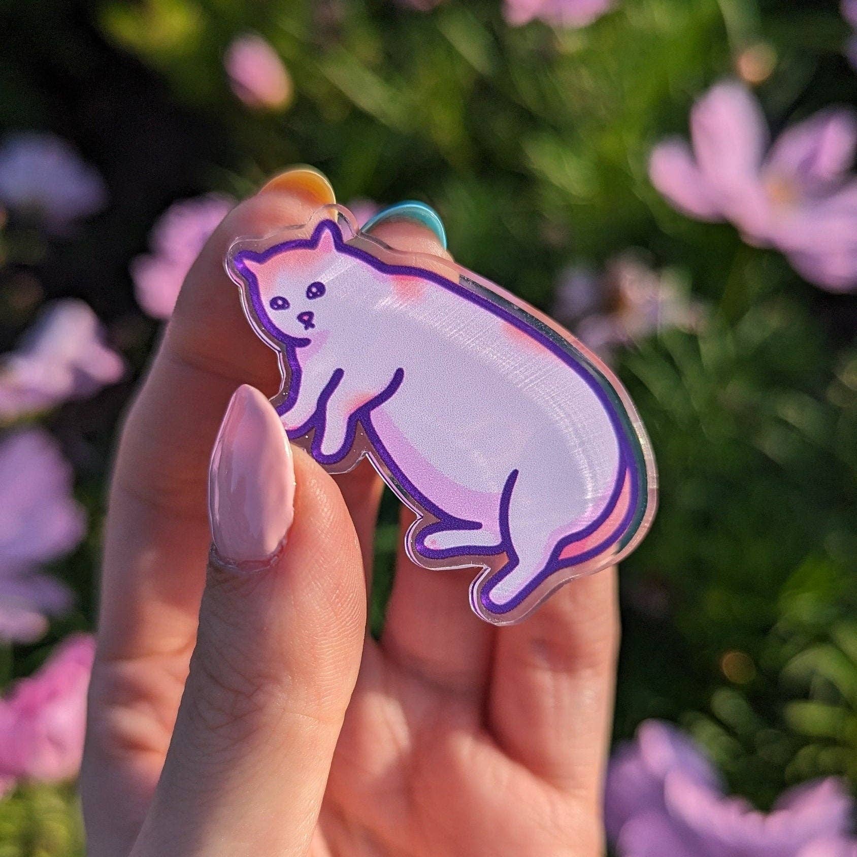 He's Not Fat, Just Big Boned - Funny Cat Meme Acrylic Pin