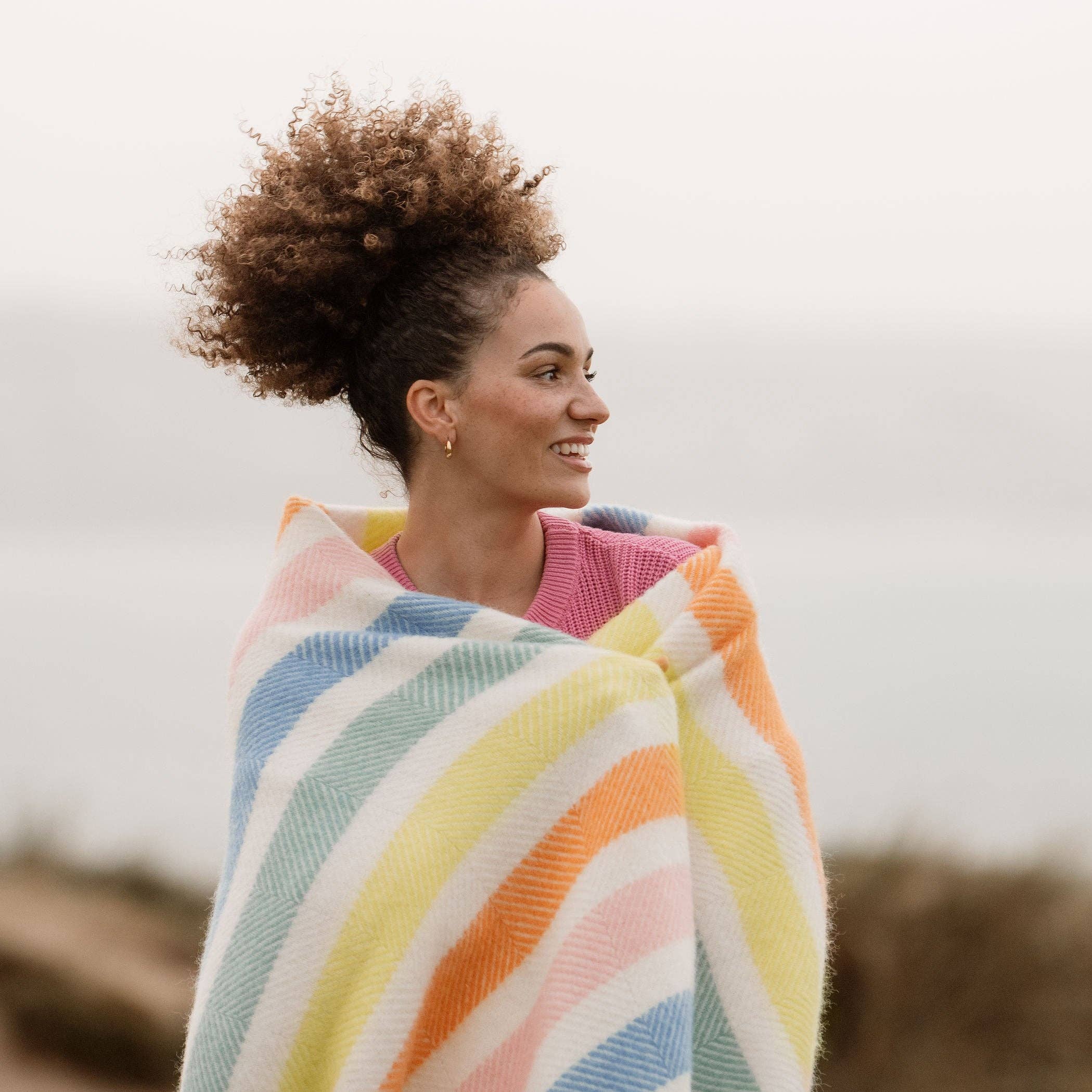 Candy Stripe Wool Blanket: Large 130 x 200cm