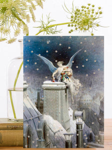 Rooftops Hand Glittered Christmas Card