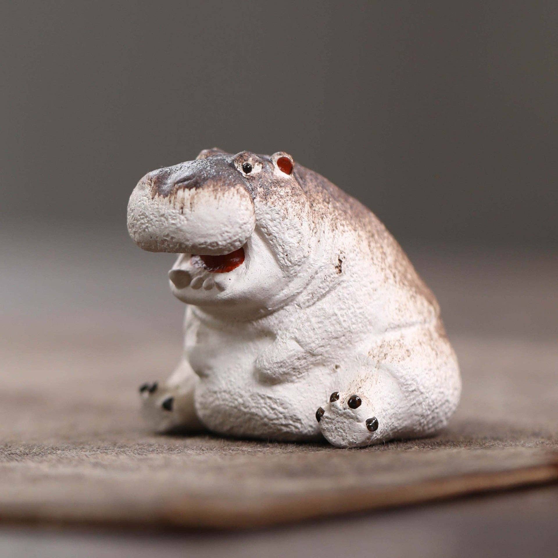 Gohobi Handmade Ceramic YiXing Clay Animals Ornament Tea pet: Hippo