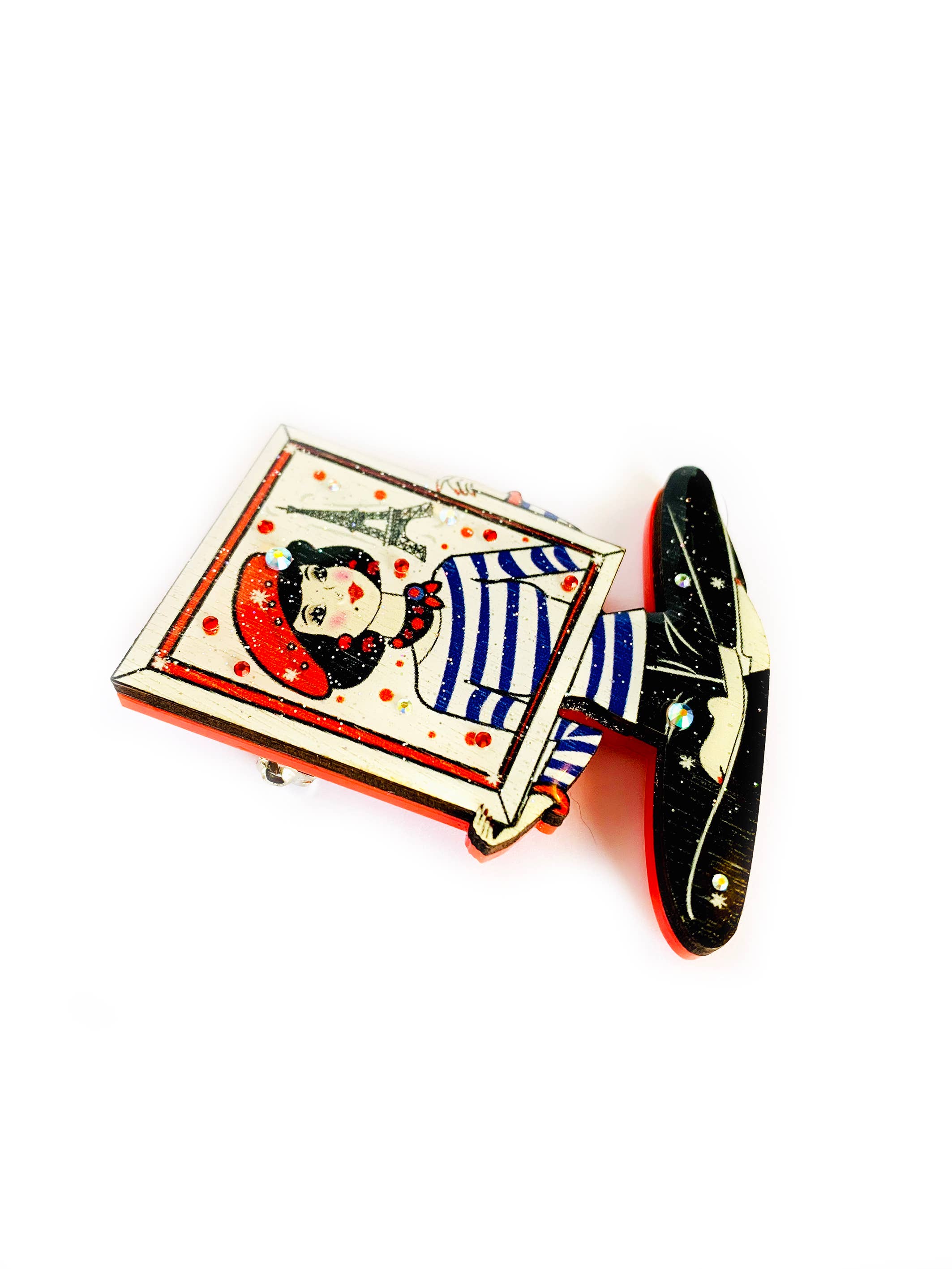 French mime girl paris quirky unusual brooch by Rosie Rose Parker