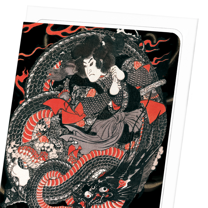 SAMURAI ON A DRAGON: Japanese Greeting Card