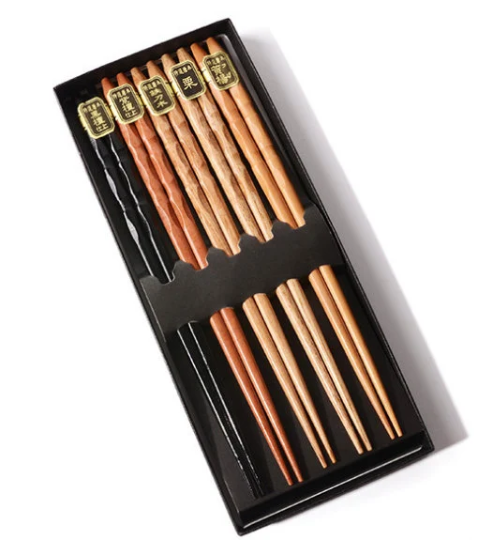 Gohobi 5 pairs of Japanese Wood chopsticks - Cone end style