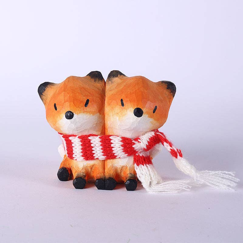 Gohobi Handcrafted Wooden Foxes Ornament