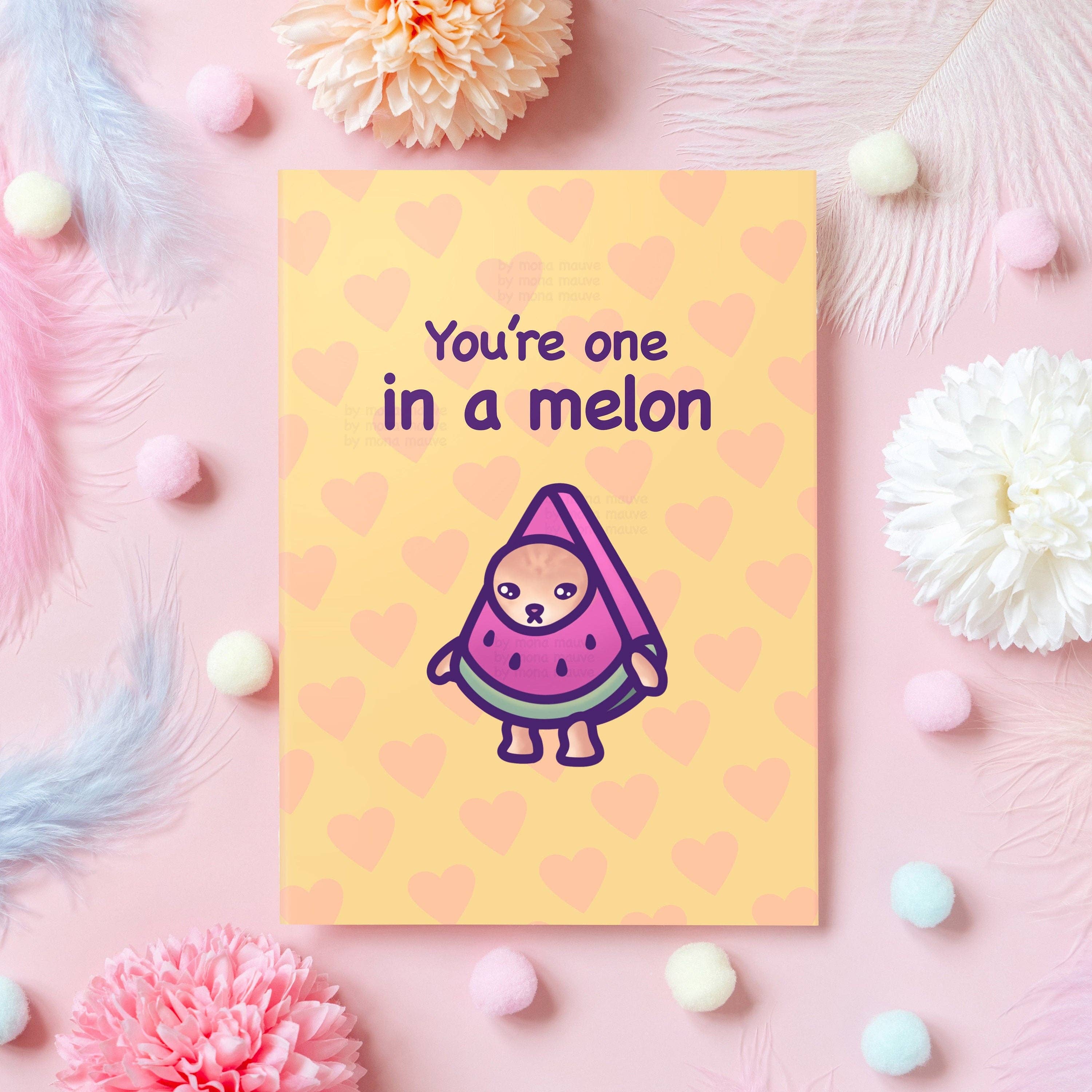 You're One in a Melon! - Cute Cat Thank You Card