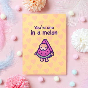 You're One in a Melon! - Cute Cat Thank You Card