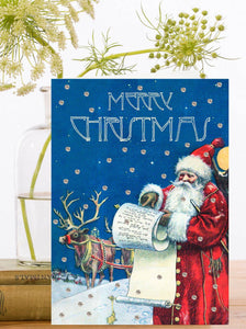 Christmas List Hand Glittered Christmas Card